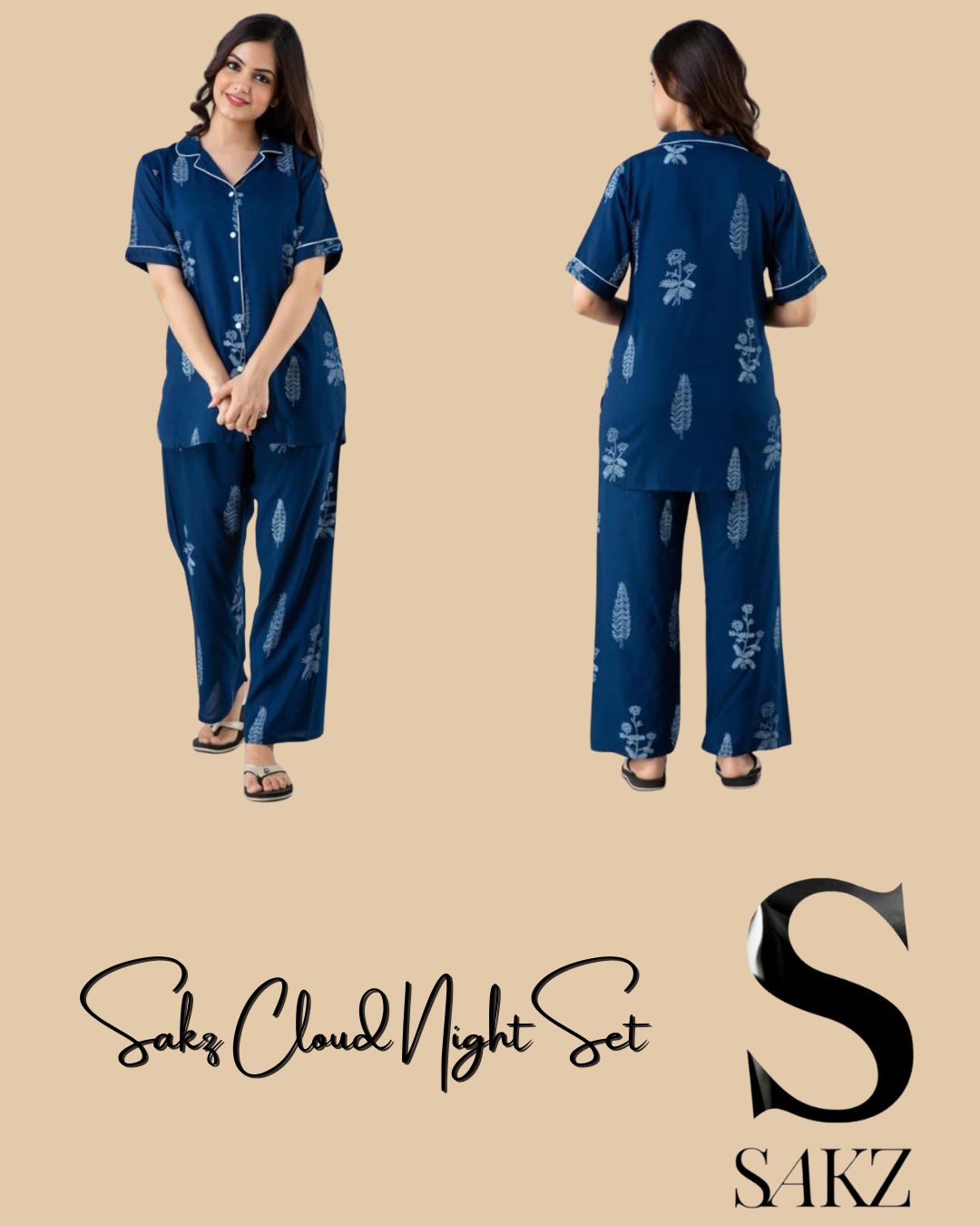 Sakz Cloud Night Set (Blue Pajama Set)