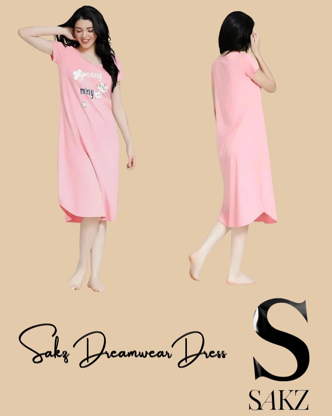 Sakz Dreamwear Dress (Pink Tee Dress)